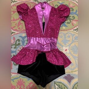 Pink and Black Sequin Dance Costume